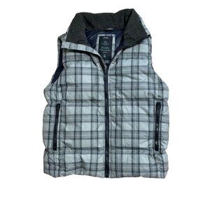GAP OUTDOOR EDITION VEST PUFFER FULL ZIP ZIP POCKETS WOMENS XS GRAY PLAID WARM